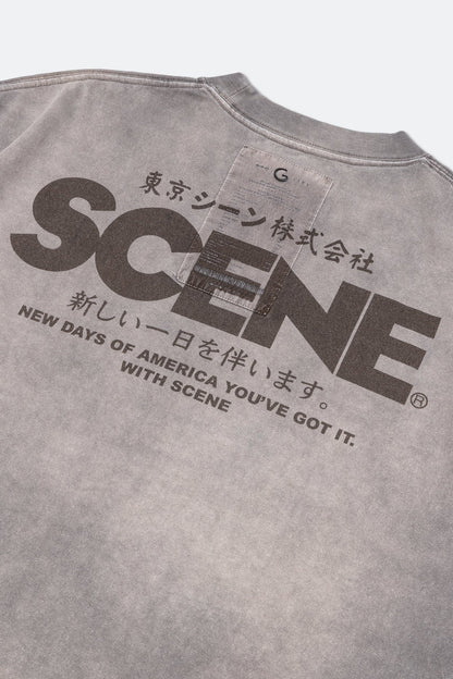 GROCERY x SCENE RETRO LOGO WASHED TEE/ FADED GREY - GROGROCERY