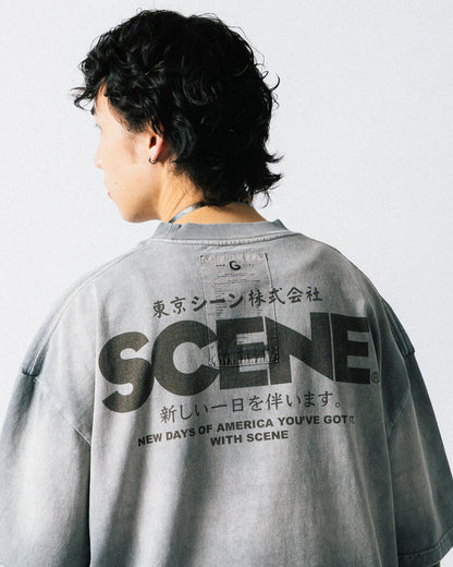 GROCERY x SCENE RETRO LOGO WASHED TEE/ FADED GREY - GROGROCERY