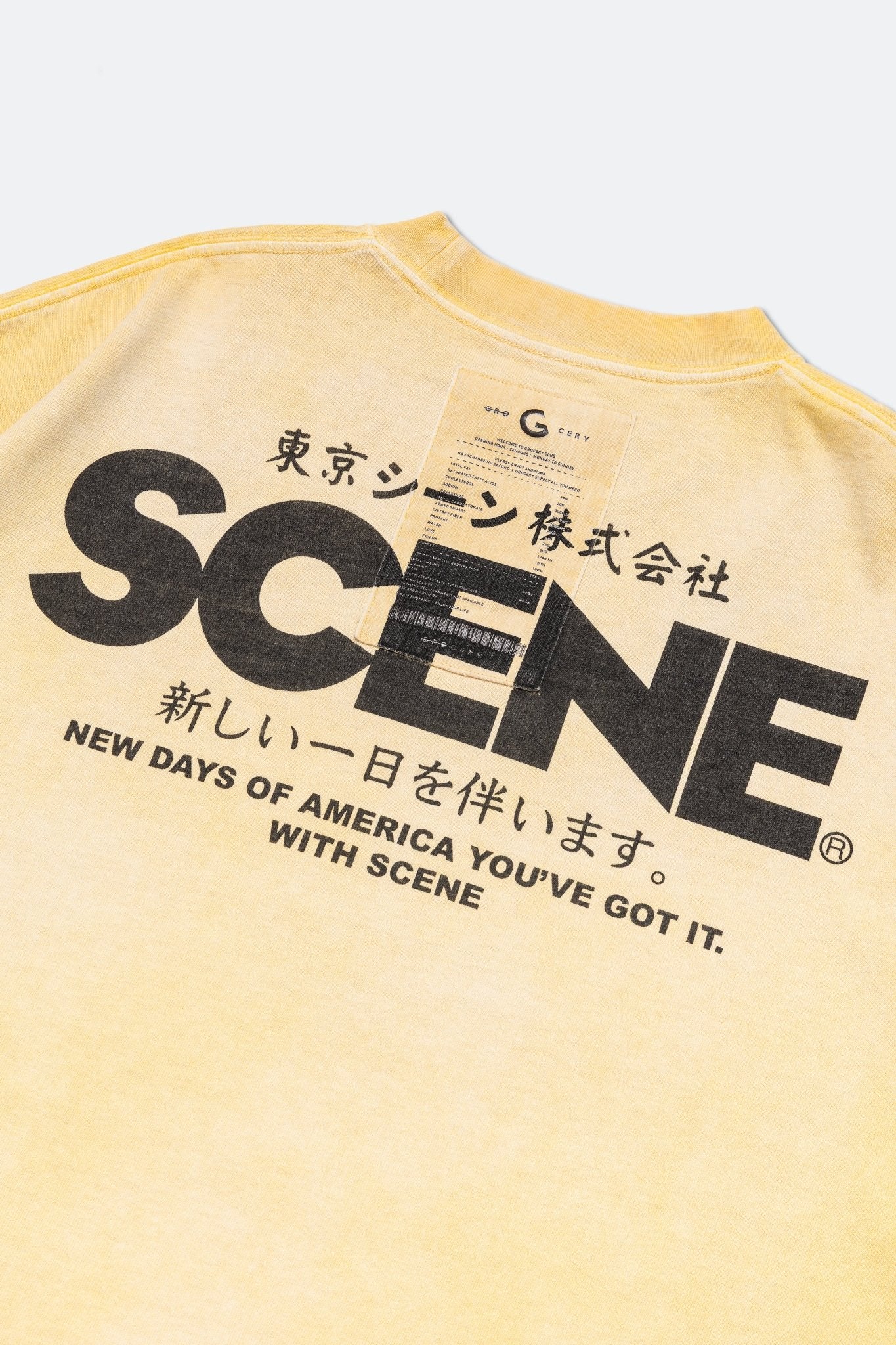 GROCERY x SCENE RETRO LOGO WASHED TEE/ FADED YELLOW - GROGROCERY
