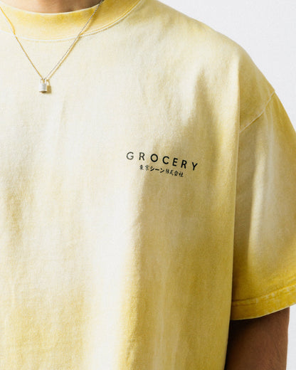 GROCERY x SCENE RETRO LOGO WASHED TEE/ FADED YELLOW - GROGROCERY