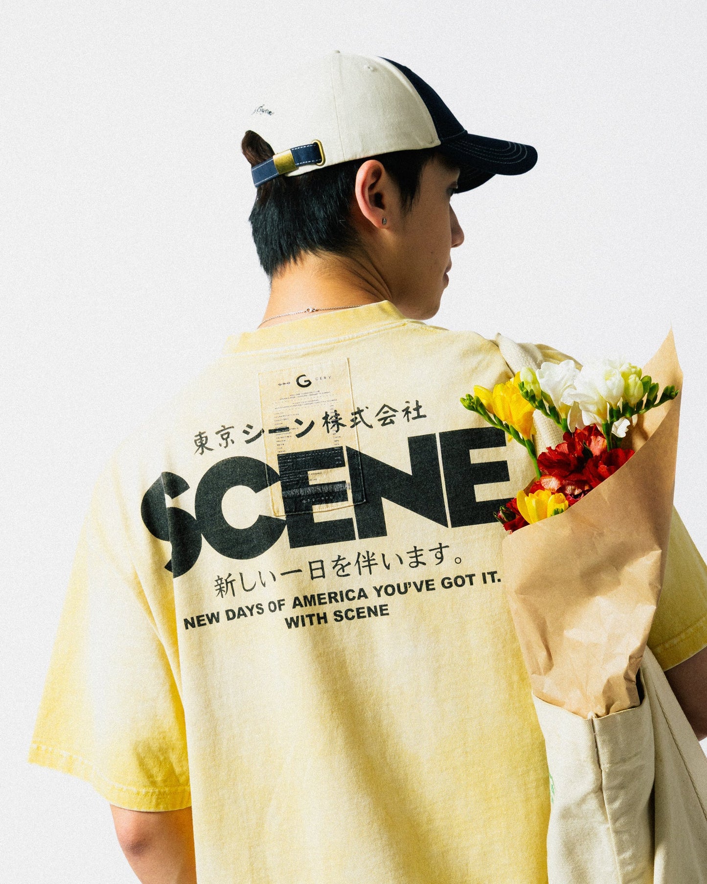 GROCERY x SCENE RETRO LOGO WASHED TEE/ FADED YELLOW - GROGROCERY