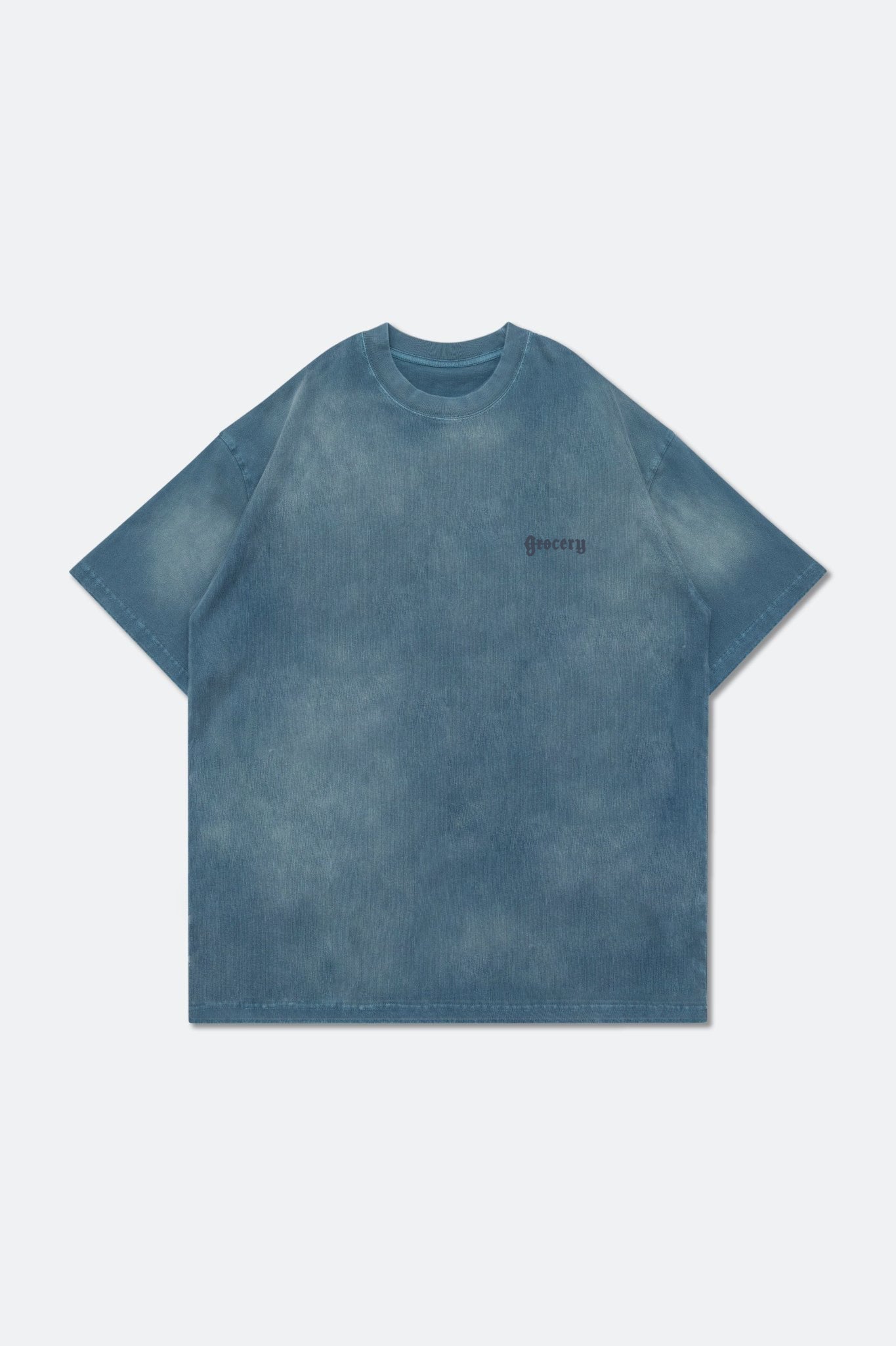 GROCERY x SHANGRILA DRAGONBEAT WASHED GRAPHIC TEE/ TEAL BLUE - GROGROCERY