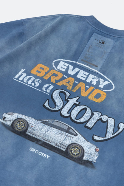 GROCERY x TARMAC WORKS WASHED GRAPHIC TEE/ FADED BLUE (SAMPLE) - GROGROCERY