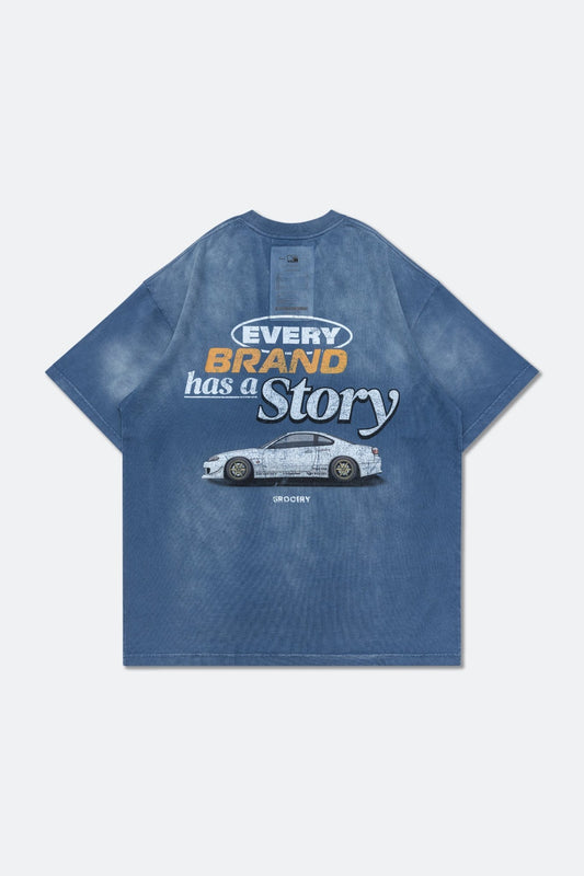 GROCERY x TARMAC WORKS WASHED GRAPHIC TEE/ FADED BLUE (SAMPLE) - GROGROCERY