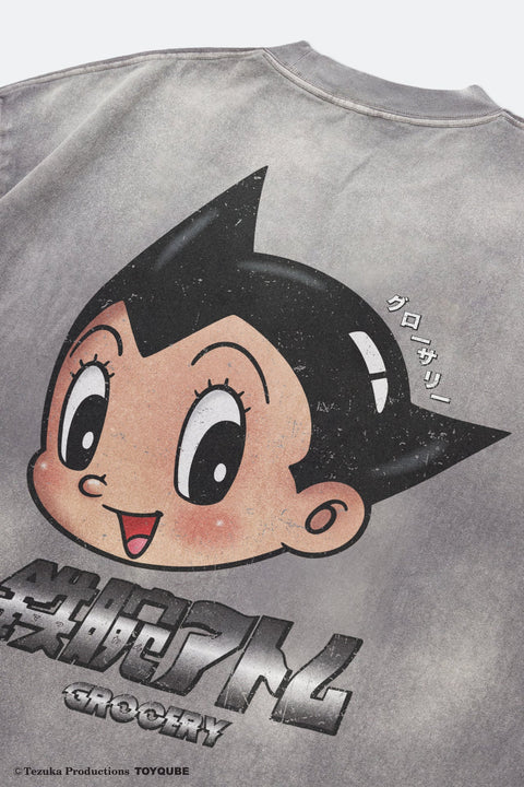 GROCERY x TOY QUBE ASTRO BOY BIG HEAD TEE/ WASHED GREY - GROGROCERY