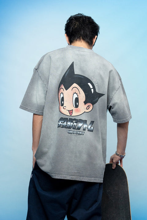 GROCERY x TOY QUBE ASTRO BOY BIG HEAD TEE/ WASHED GREY - GROGROCERY