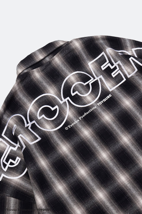 GROCERY x TOY QUBE ASTRO BOY EMBROIDERY LOGO FLANNEL SHIRT/ BLACK & WHITE - GROGROCERY