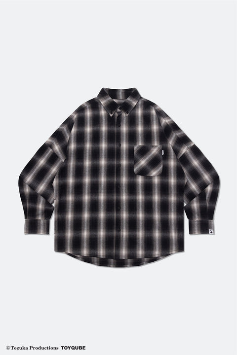 GROCERY x TOY QUBE ASTRO BOY EMBROIDERY LOGO FLANNEL SHIRT/ BLACK & WHITE - GROGROCERY