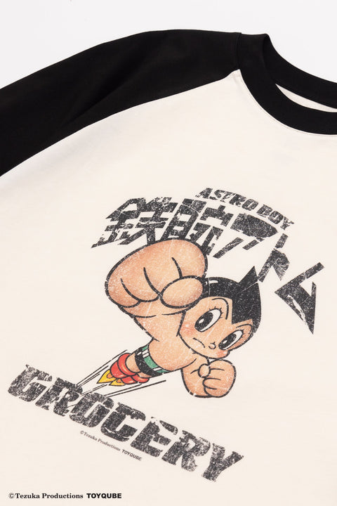 GROCERY x TOY QUBE ASTRO BOY GRAPHIC RAGLAN LONG TOP/ BLACK & CREAM - GROGROCERY