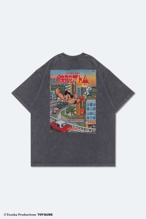 GROCERY x TOY QUBE ASTRO BOY HONG KONG POSTER TEE/ WASHED CHARCOAL - GROGROCERY