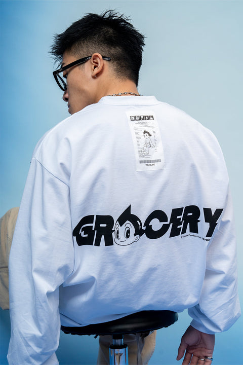 GROCERY x TOY QUBE ASTRO BOY INVOICE LONG TOP/ WHITE - GROGROCERY