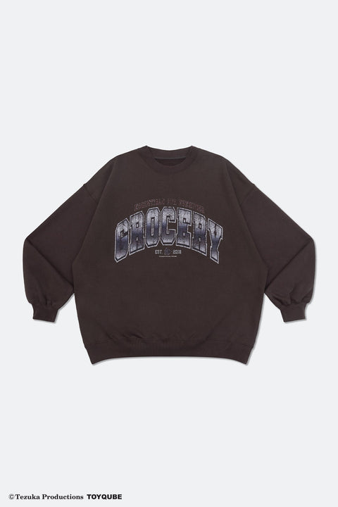 GROCERY x TOY QUBE ASTRO BOY REVERSIBLE LOGO SWEATER/ CHARCOAL BROWN - GROGROCERY