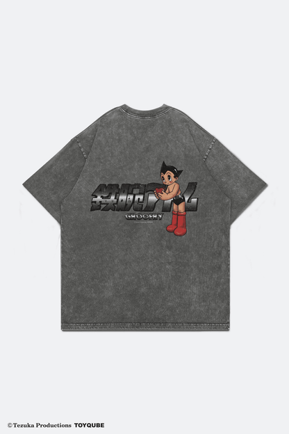 GROCERY x TOY QUBE ASTRO BOY WASHED HEART TEE/ WASHED CHARCOAL - GROGROCERY