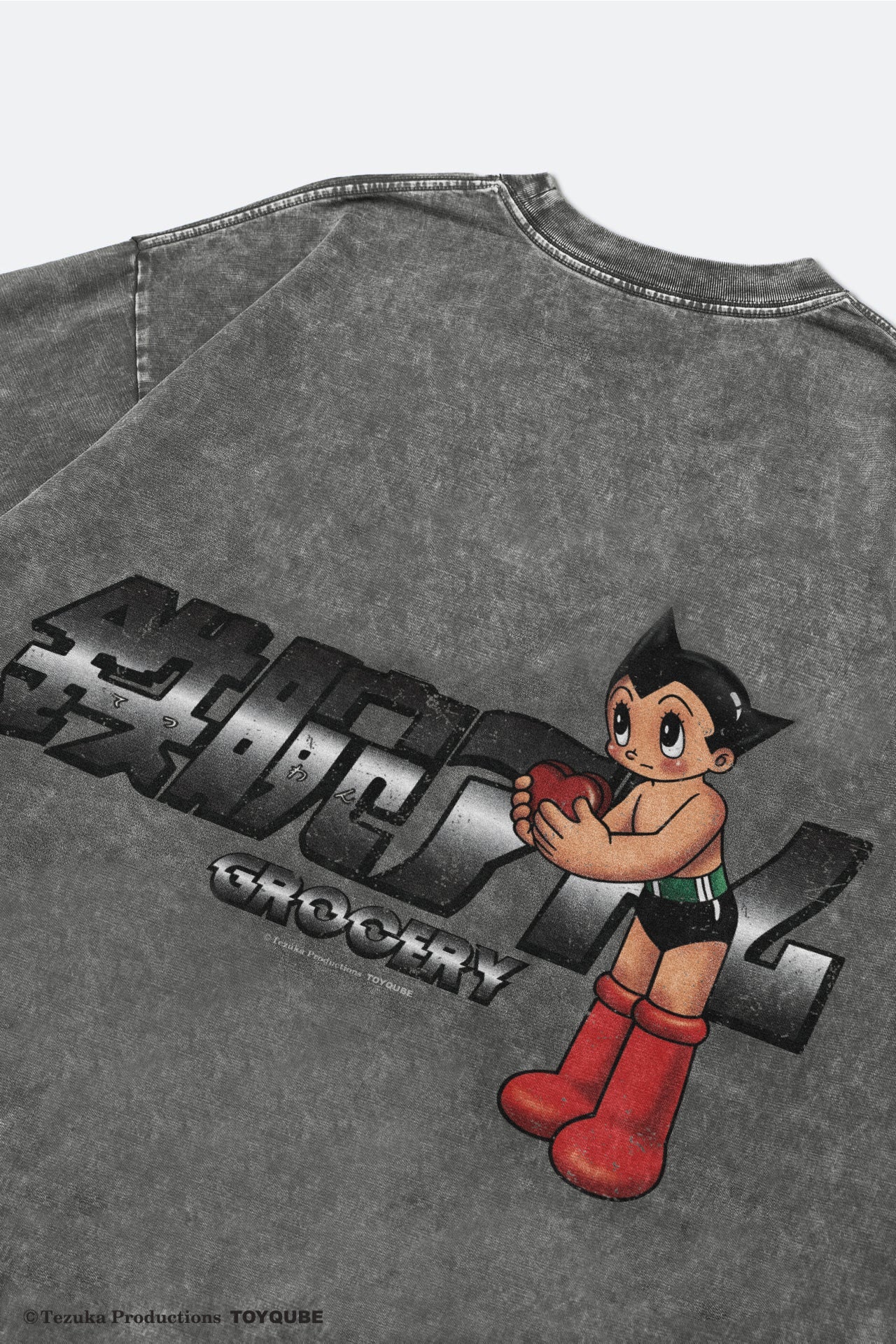GROCERY x TOY QUBE ASTRO BOY WASHED HEART TEE/ WASHED CHARCOAL - GROGROCERY