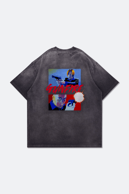 Grodesign - Gun Fire Washed Graphic Tee/ Faded Dark Grey by Rex Koo - GROGROCERY