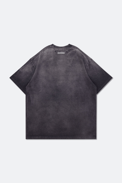 Grodesign - Hong Kong Travel Tickets Washed Graphic Tee/ Faded Dark Grey by Asako - GROGROCERY