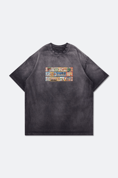 Grodesign - Hong Kong Travel Tickets Washed Graphic Tee/ Faded Dark Grey by Asako - GROGROCERY
