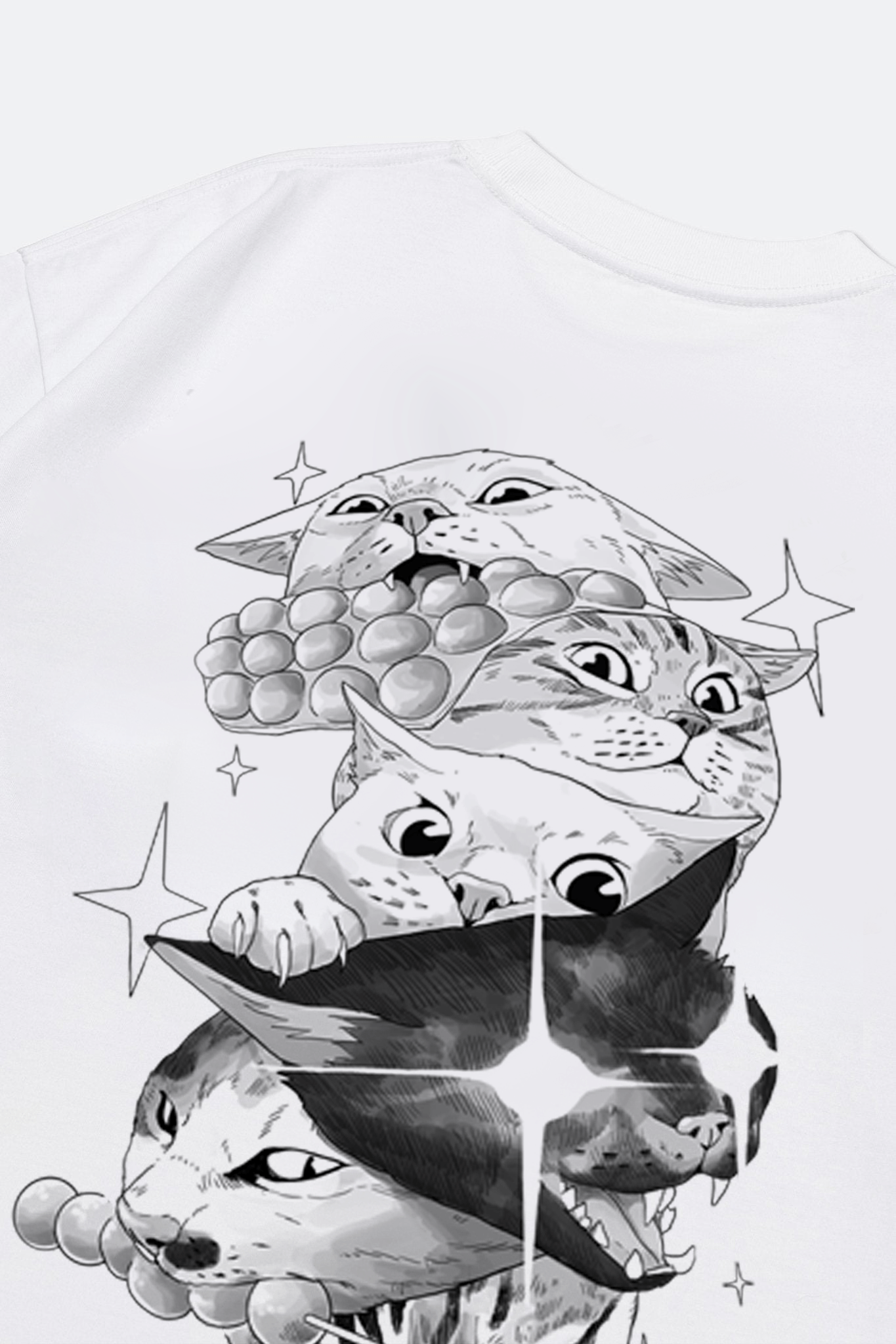 Grodesign - Street Food Cat Graphic Tee/ White by Hong Kit - GROGROCERY