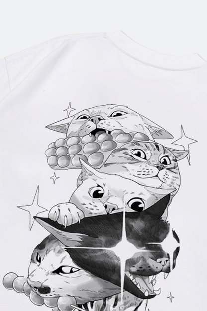 Grodesign - Street Food Cat Graphic Tee/ White by Hong Kit - GROGROCERY