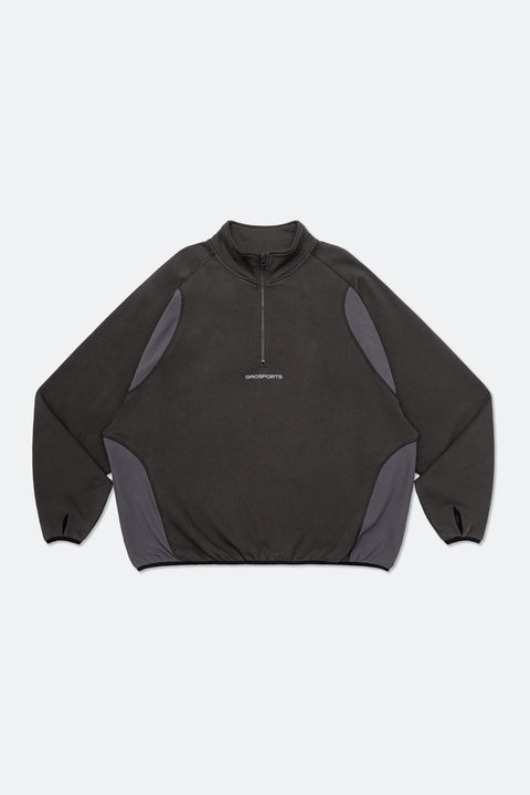 GROSPORTS NYLON PANEL HALF ZIP SWEATER/ CHARCOAL - GROGROCERY