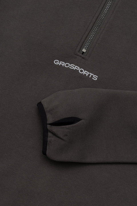 GROSPORTS NYLON PANEL HALF ZIP SWEATER/ CHARCOAL - GROGROCERY