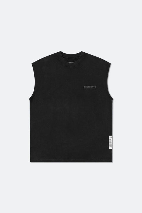 GROSPORTS WASHED ACTIVE ESSENTIALS SLEEVELESS T - SHIRT/ BLACK - GROGROCERY