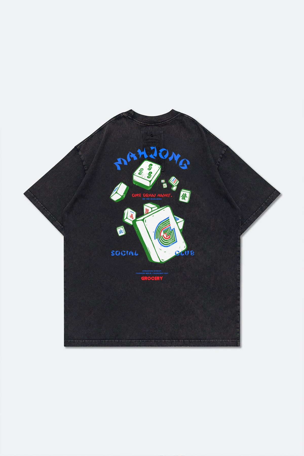 GROCERY x MR. MAHJONG WASHED GRAPHIC TEE/ BLACK