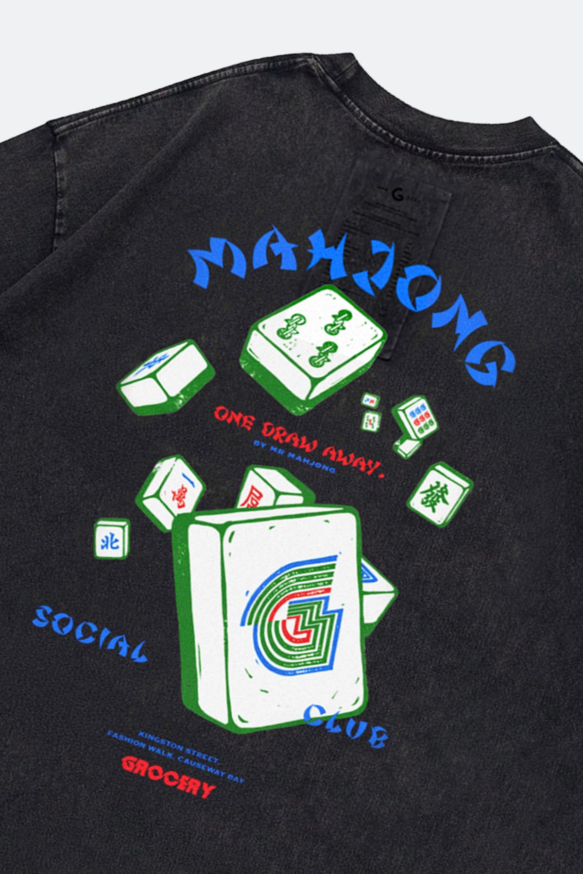 GROCERY x MR. MAHJONG WASHED GRAPHIC TEE/ BLACK