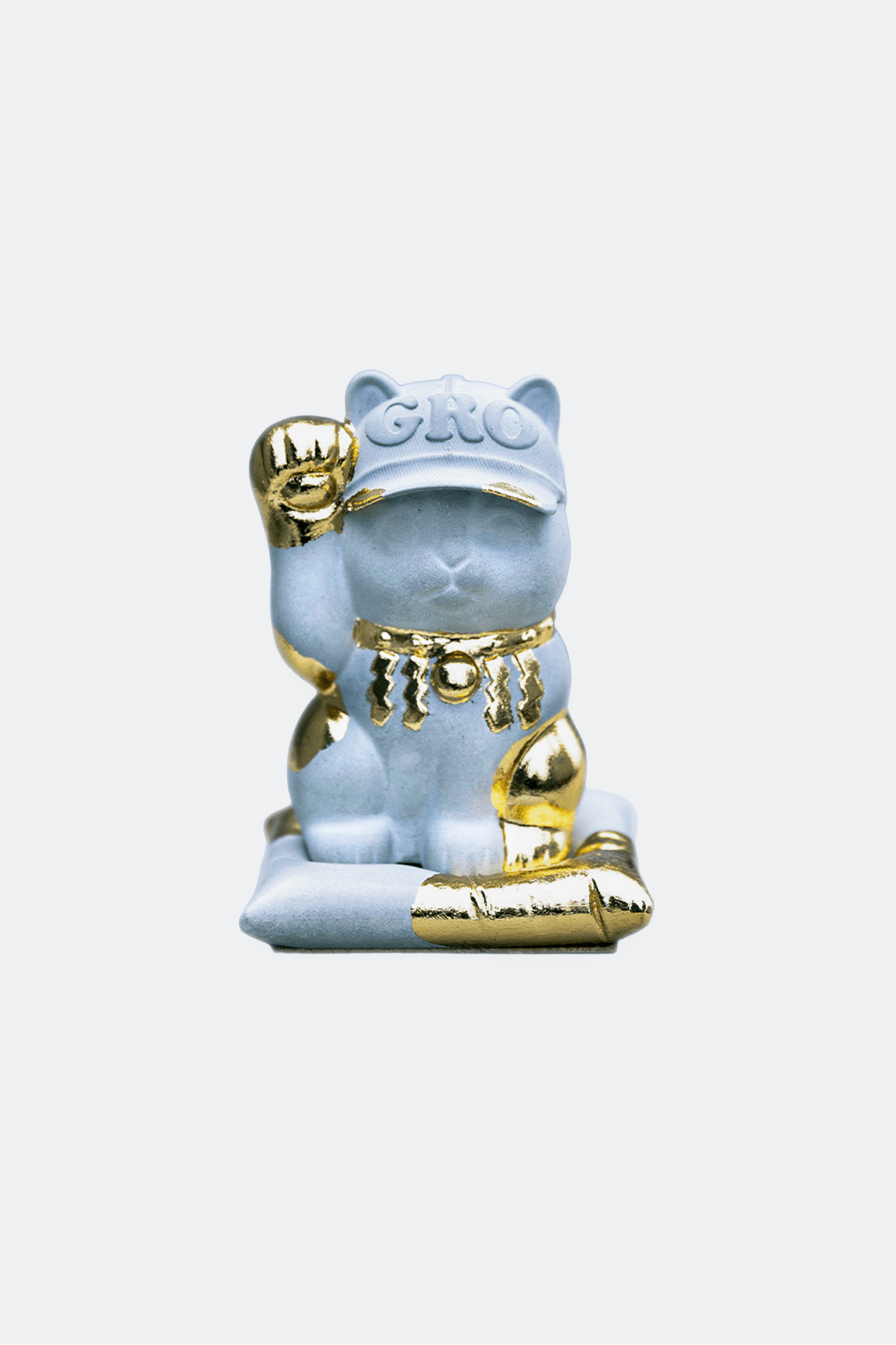 MUDLAB X GROCERY LIMITED EDITION LARGE LOGO CEMENT & GOLD - LEAF LUCKY CAT - GROGROCERY