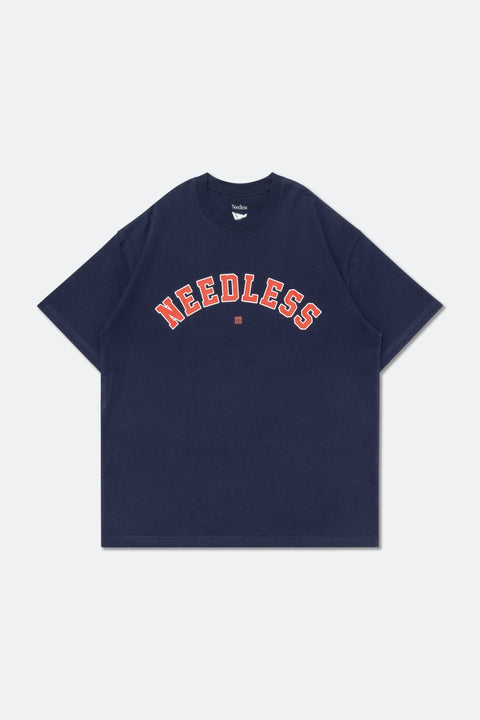 NEEDLESS COLLEGE LOGO TEE/ NAVY - GROGROCERY