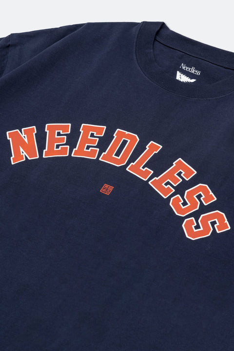 NEEDLESS COLLEGE LOGO TEE/ NAVY - GROGROCERY