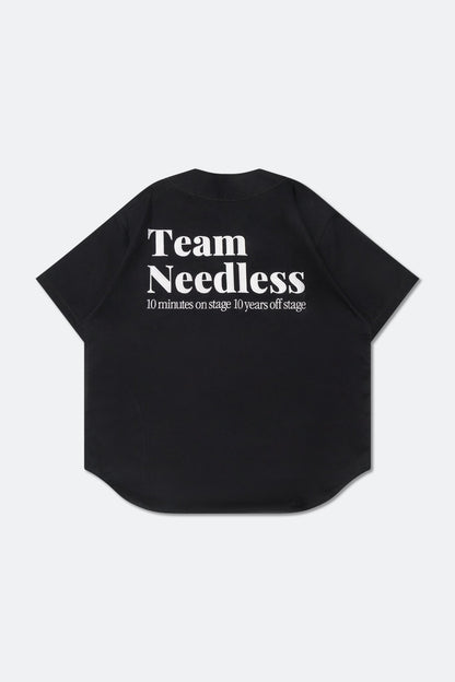 NEEDLESS EMBROIDERY KUNG FU STYLE BASEBALL SHIRT/ BLACK - GROGROCERY