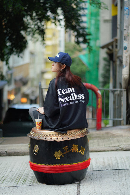 NEEDLESS EMBROIDERY KUNG FU STYLE BASEBALL SHIRT/ BLACK - GROGROCERY