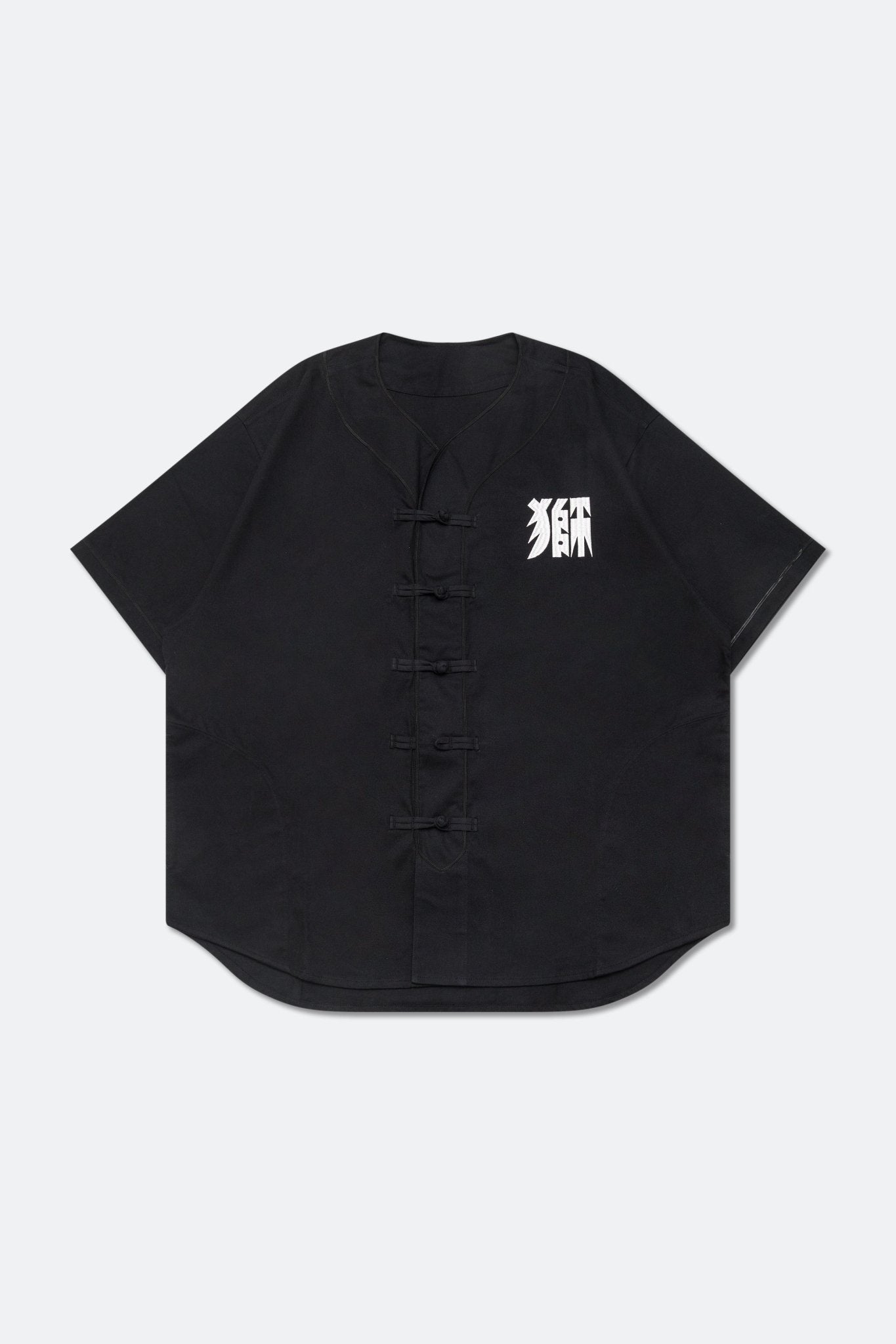 NEEDLESS EMBROIDERY KUNG FU STYLE BASEBALL SHIRT/ BLACK - GROGROCERY