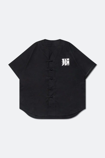NEEDLESS EMBROIDERY KUNG FU STYLE BASEBALL SHIRT/ BLACK - GROGROCERY