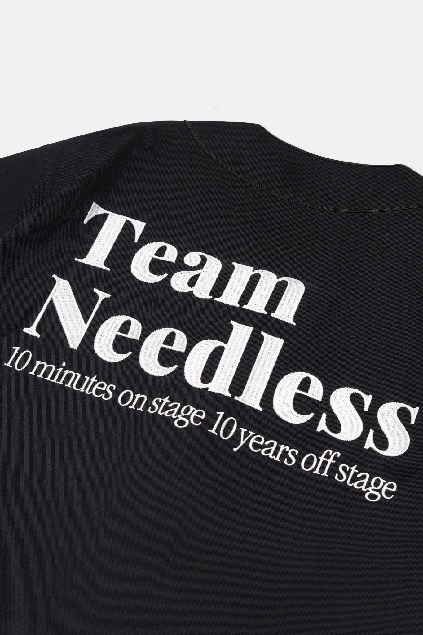 NEEDLESS EMBROIDERY KUNG FU STYLE BASEBALL SHIRT/ BLACK - GROGROCERY