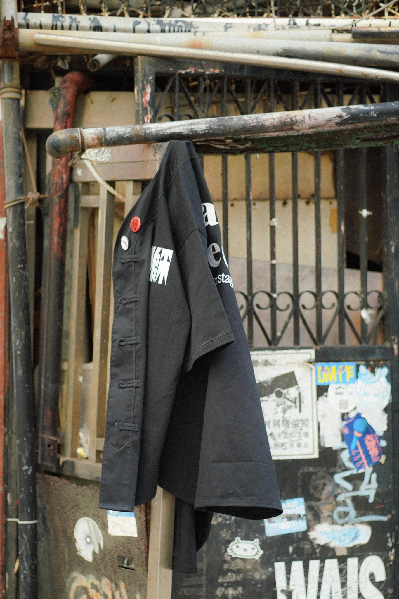 NEEDLESS EMBROIDERY KUNG FU STYLE BASEBALL SHIRT/ BLACK - GROGROCERY