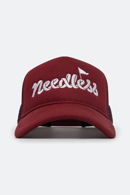 NEEDLESS EMBROIDERY LOGO TRUCKER CAP/ RED - GROGROCERY