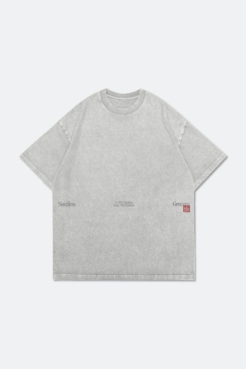 NEEDLESS GROCERY WASHED LOGO TEE/ COOL GREY - GROGROCERY