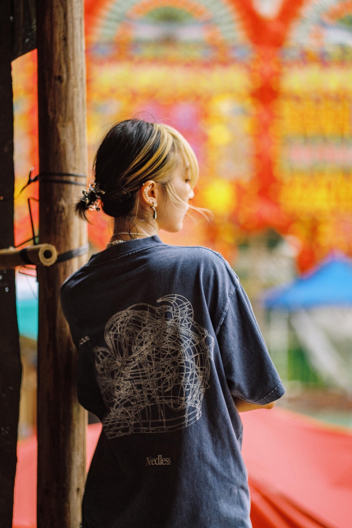 NEEDLESS SS26「勝頭」 WASHED TEE/ NAVY - GROGROCERY