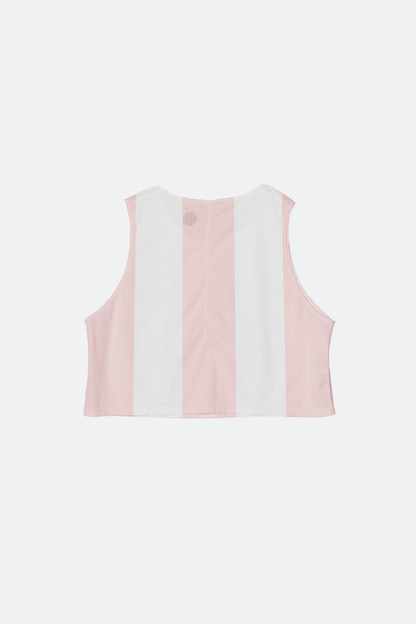 PARTICIPATION DISTANCE RUNNER PINK STRIPE CROP SINGLET - GROGROCERY