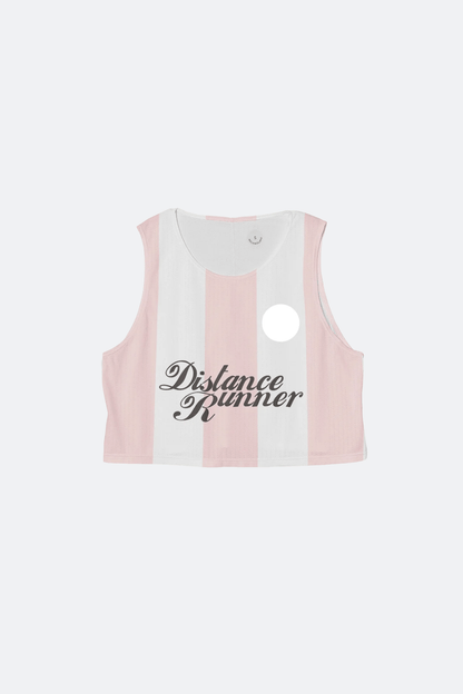 PARTICIPATION DISTANCE RUNNER PINK STRIPE CROP SINGLET - GROGROCERY