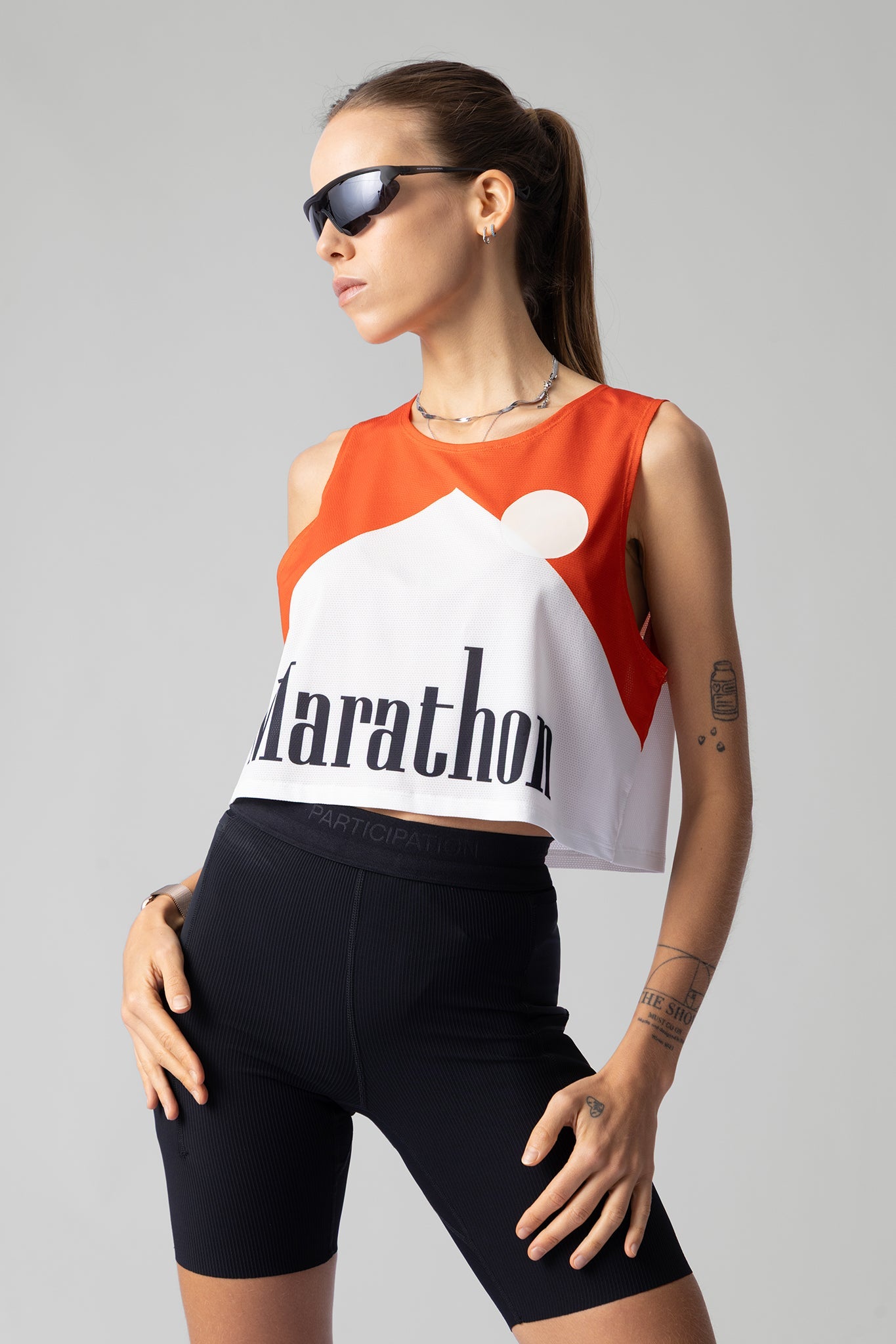 PARTICIPATION MARATHON RED CROP SINGLET - GROGROCERY