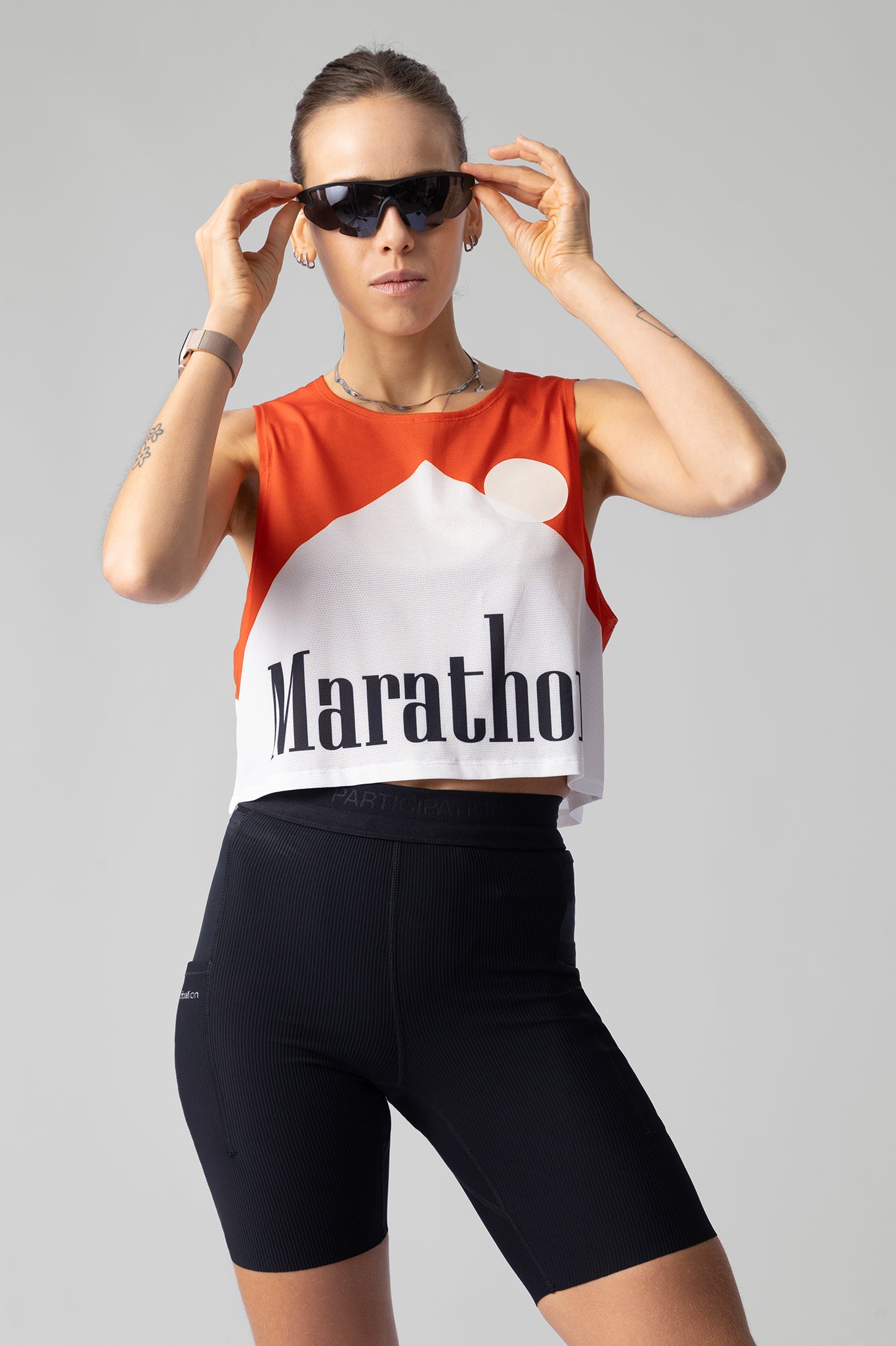 PARTICIPATION MARATHON RED CROP SINGLET - GROGROCERY