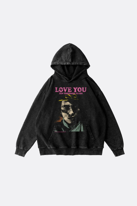 RAWEMOTIONS Love You 10000 Years Washed Hoodie/ Black - GROGROCERY