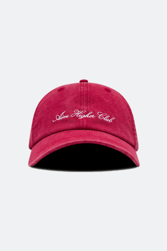 Aim Higher Club Light Washed Classic Script Cap/ Red
