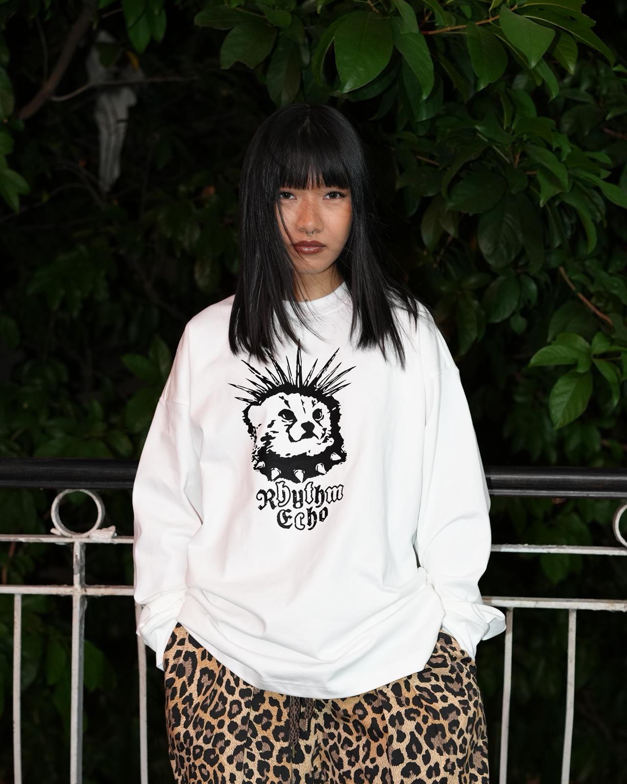 RHYTHM ECHO PUNK LEOPARD LONG TEE/ WHITE - GROGROCERY