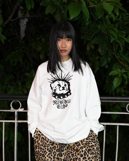 RHYTHM ECHO PUNK LEOPARD LONG TEE/ WHITE - GROGROCERY