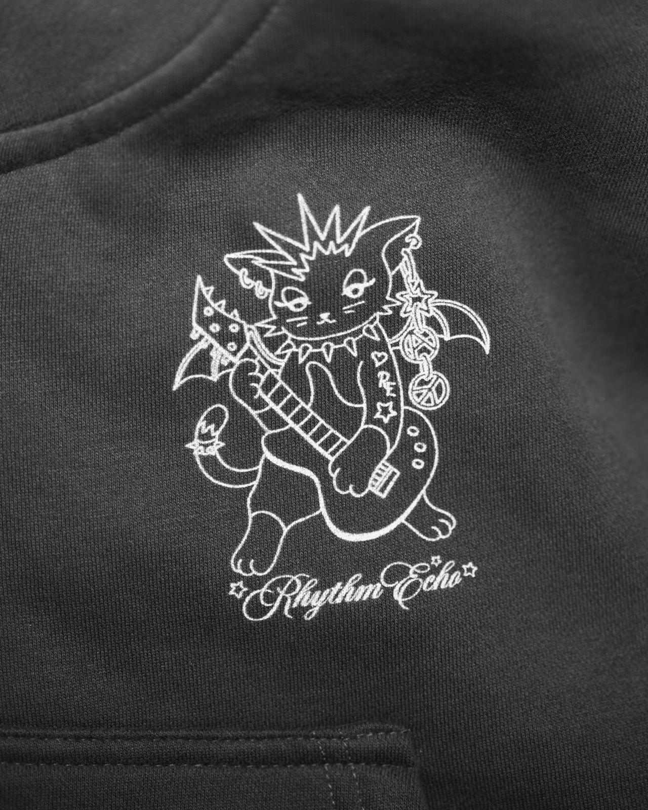 RHYTHM ECHO ROCK KITTY GIRLS LOOSE CROP ZIP HOODIE - GROGROCERY