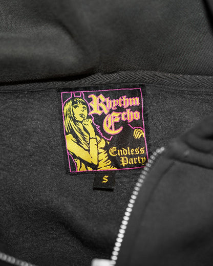 RHYTHM ECHO ROCK KITTY GIRLS LOOSE CROP ZIP HOODIE - GROGROCERY